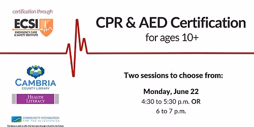 CPR & AED Certification Class (must be age 10+)