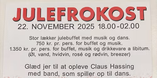 Julefrokost med Claus Hassing og band.