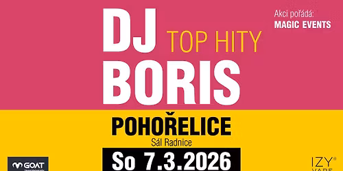 DJ Boris: POHO\u0158ELICE - So 7.3.2026 (S\u00e1l Radnice)