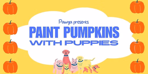 Pawga's Paint Pumpkins with Puppies at Grounded Cafe by Hawk Federation