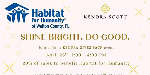 Kendra Scott Gives Back Event- 20% of Sales Benefit Habitat for Humanity of Walton County