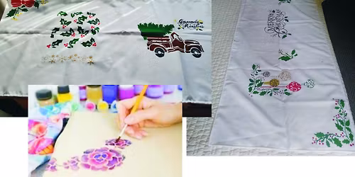 Fabric Painting Workshop\/ Block Print\/ Lap Verf (Table runner\/PillowFront) @ R485.00, 10Apr, 6,29May