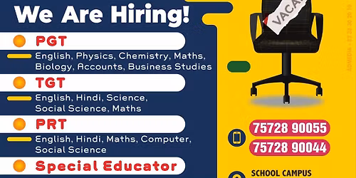 Walk in Interview - 05-03-2026 Venue- Delhi World Public School Rajkot , Time 9 AM to 2. PM 