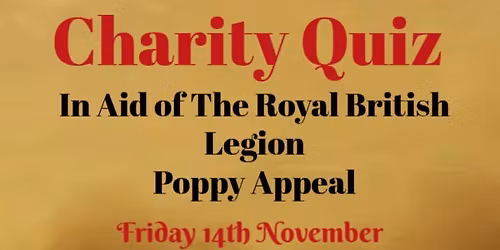 Charity Quiz in aid of Royal British Legion Poppy Appeal