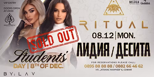 \u2726 08.12 STUDENTS\u2019 DAY w\/ LIDIA & DESSITA Live @ RITUAL BY: LAV \u2726