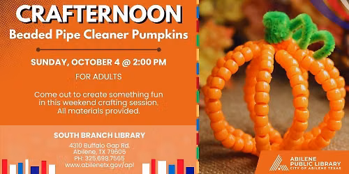 Crafternoon: Beaded Pipe Cleaner Pumpkins (South Branch)