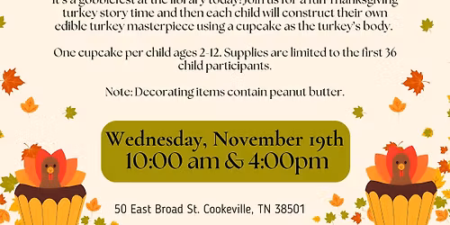 Turkey Cupcakes: Ages 2-12