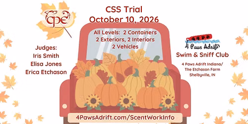 4 Paws Adrift Swim & Sniff October 2026 CPE CSS Trial