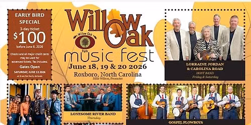 Willow Oak Bluegrass Festival - June 18-20, 2026