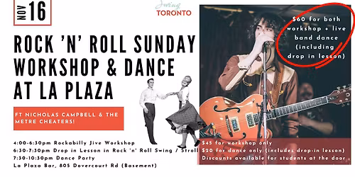 Rock 'n' Roll Sunday ft Nicholas Campbell & The Metre Cheaters! Rockabilly Jive Workshop & Dance!