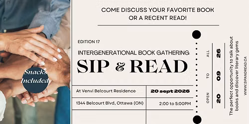 SIP & READ Ottawa- A Literary Experience Like No Other