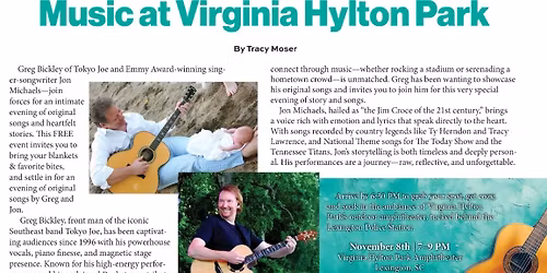 Free Concert \/ Originals Songs and Stories \/ with Greg Bickley and Jon Michaels.