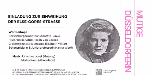 MUTIGE D\u00dcSSELDORFERIN \u2013 EINWEIHUNG DER ELSE-GORES-STRASSE IN DER WEISSEN SIEDLUNG