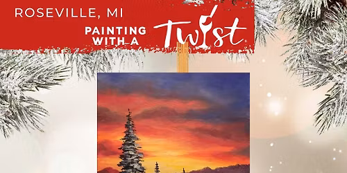 Sunset over Snowy Pines