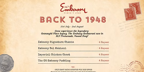 Throwback to 1948 only at The Embassy