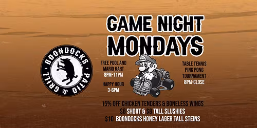Mondays: Game Night, Drink Specials + More at Boondocks Patio & Grill Tempe