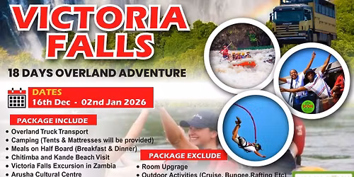 VICTORIA FALLS MEGA HOLIDAY GETAWAY  18Days 17nightsKsh.120,000Pp