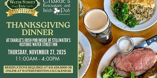 Thanksgiving Dinner at Charlie's Restaurant & Irish Pub 