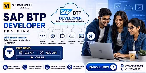 SAP BTP Developer Training | FREE Online Demo | Sep 9 | 9:00 AM | Version I