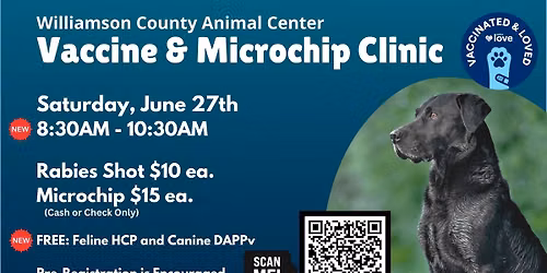 WCAC June Vaccine and Microchip Clinic