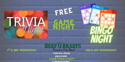 Free Game Night Wednesday at Beefs at the Beach