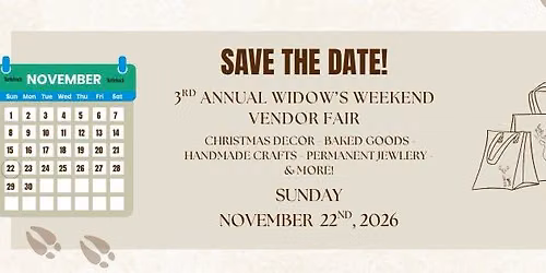 3rd Annual Widow's Weekend Vendor Fair