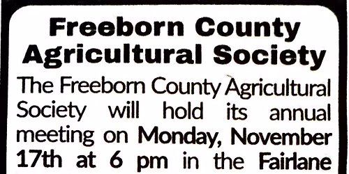 Freeborn County Agricultural Society Annual Meeting 