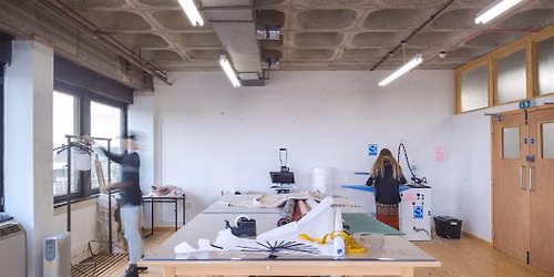 Desks in Brixton fashion and textiles studio workspace