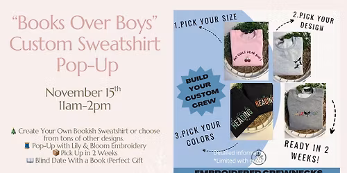Books Over Boys \u2013 Custom Sweatshirt Pop-Up