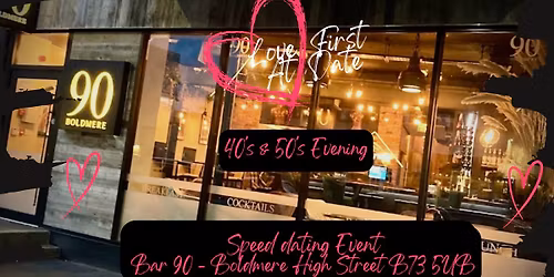 40\u2019s & 50\u2019s Speed Dating Event Boldmere Sutton Coldfield
