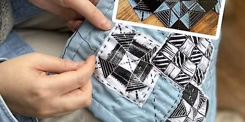 Linocut fabric printing and mini quilt making workshop | McManus Mondays