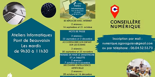 GRATUIT - Ateliers Informatiques Pont de Beauvoisin Les mardis de 9h 30 \u00e0 11h30