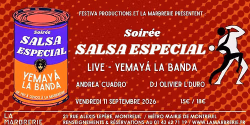 Soir\u00e9e Salsa Especial - Yemay\u00e1 La Banda en concert \u00e0 La Marbrerie