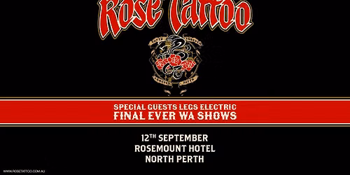 Rose Tattoo Sept 12 Rosemount Hotel WA. FINAL WA SHOWS