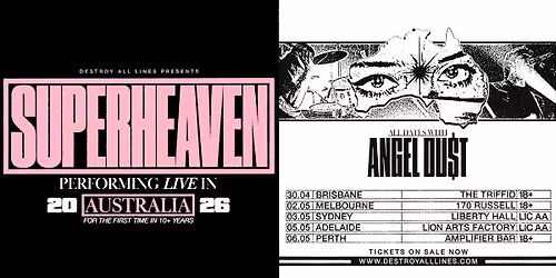 Superheaven (USA) Performing live in Australia 2026 with Angel Du$t (USA) - Adelaide LIC AA