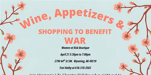 FREE Wine, appetizers, and great people to benefit WAR