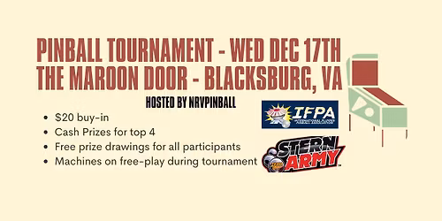 Monthly IFPA Pinball Tournament at The Maroon Door
