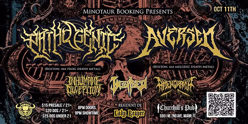 Minotaur Booking presents:Aversed & Pathogenic (Boston,MA) w\/Amenorrhea\/Inscribed\/Inhumane Deception