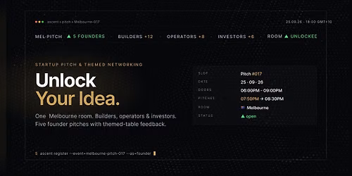 Startup Pitch & Themed Networking Melbourne | Unlock Your Idea