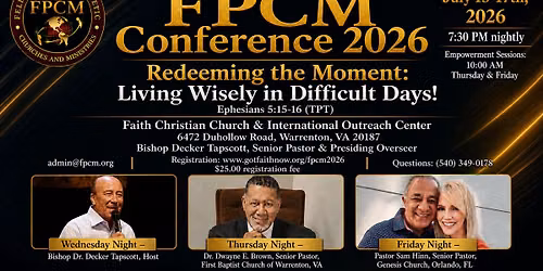 FPCM Conference 2026 - Redeeming the Moment: Living Wisely in Difficult Days!