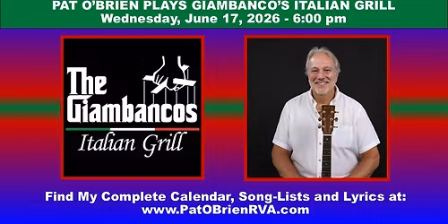 Pat O'Brien Returns to The Giambanco's Italian Grill