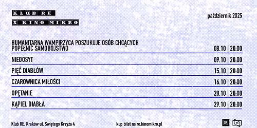 Pa\u017adziernikowe kino w Klub RE x Kino Mikro