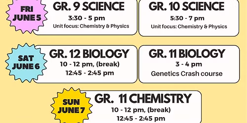 Science Final Exam Prep Sessions