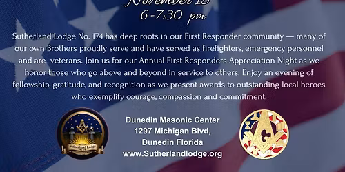 First Responders Appreciation Dinner- Sutherland Lodge
