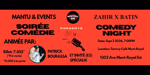 Montr\u00e9al Rire : Soir\u00e9e Com\u00e9die @ Tommy Caf\u00e9