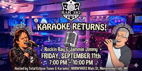 \ud83c\udfa4 KARAOKE IS BACK AT BAR 382! \ud83c\udfa4