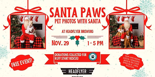 Santa Paws - Pet Photos With Santa at HeadFlyer Brewing!