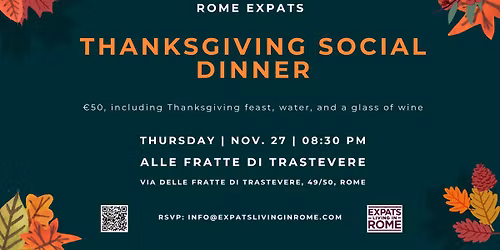 #RomeExpats: Thanksgiving Social Dinner | Trastevere