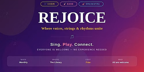 Rejoice Choir Band Orchestra Free Community Music Session at the Library