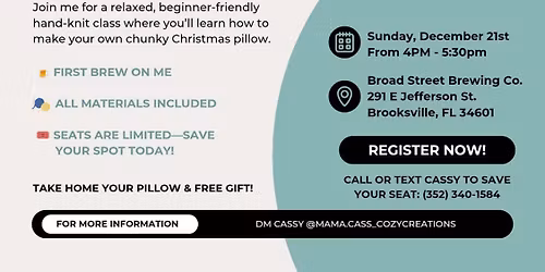 Hand-Knit Chunky Pillow Class w\/ Mama Cass!